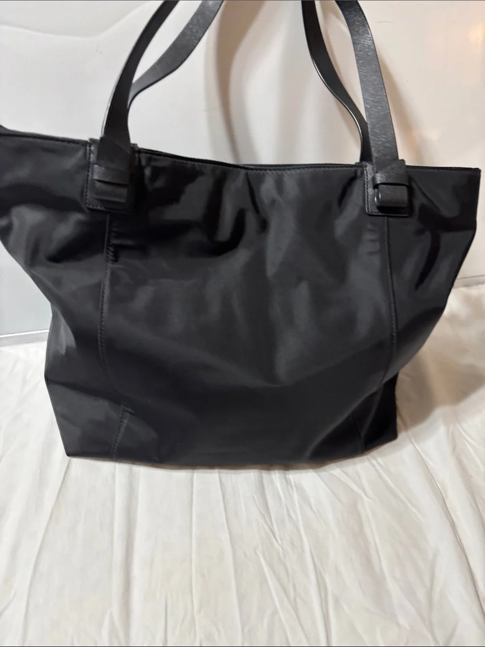 Henri Bendel Black Logo Plaque nylon tote with Gold Hardware. Like new!
